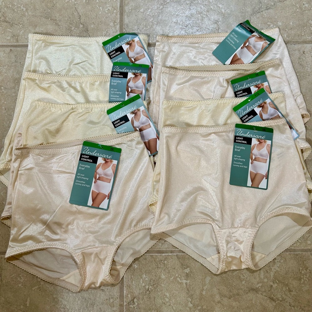 8 NWT Underscore Light Control Everyday Briefs, light beige 7/Large panties